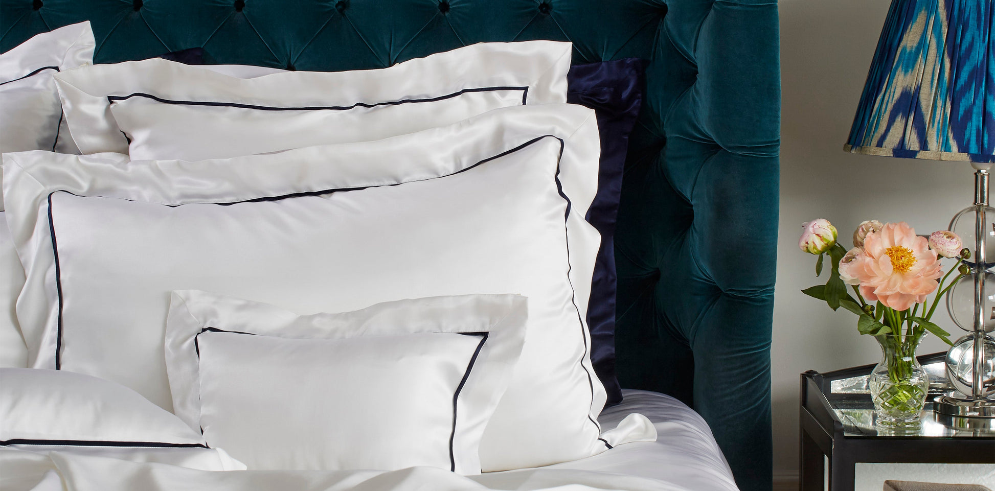 luxurious white silk St Tropez pillowcase