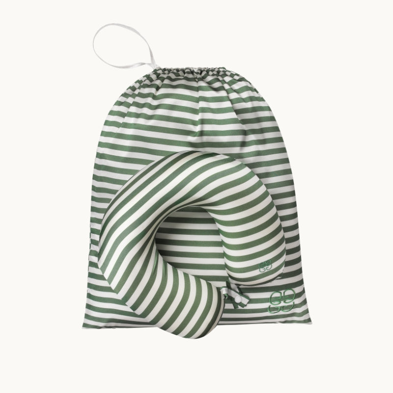 Striped Neck Pillow Green & White