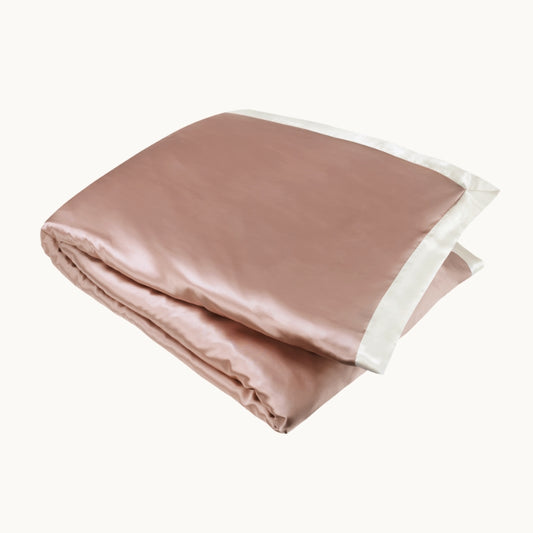 Vintage Pink & Ivory Border Silk Duvet Cover
