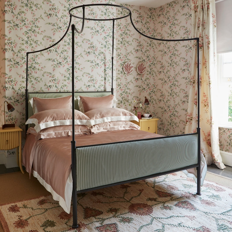 Vintage Pink & Ivory Border Silk Duvet Cover