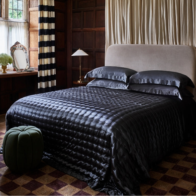 Windsor Silk Bedspread Charcoal