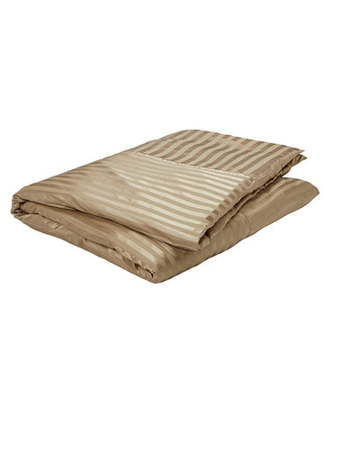 Striped sand-colored silk duvet cover with fraser pattern