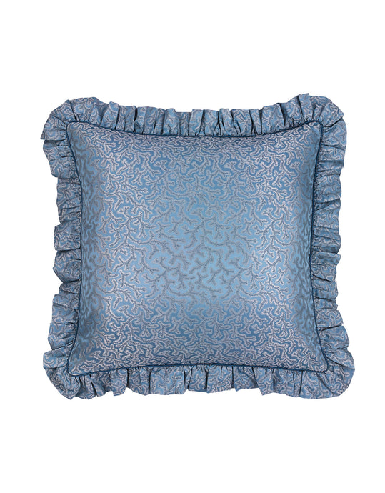 Coral fern silk cushion square in blue