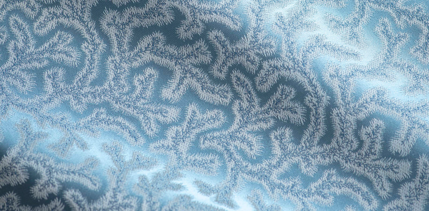 Coral Fern Silk Cushion Square in Blue