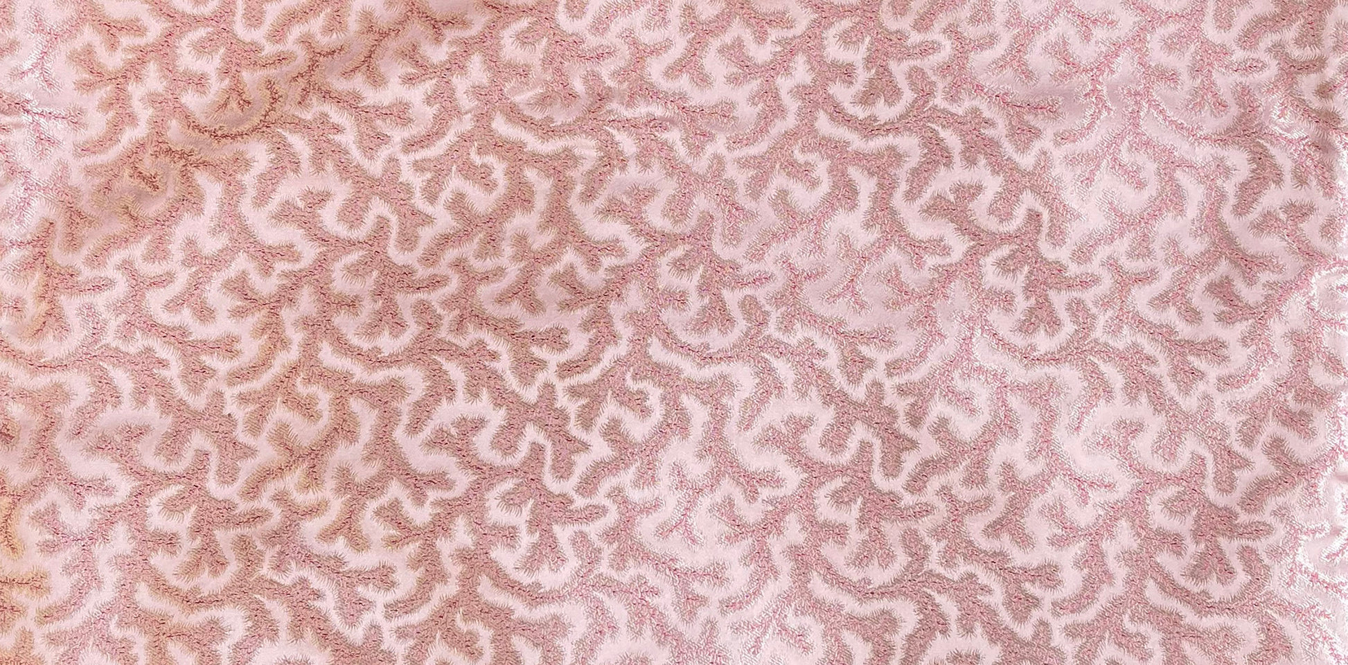 Coral Fern Silk Square Cushion Cover with Pink Frill - Clearance