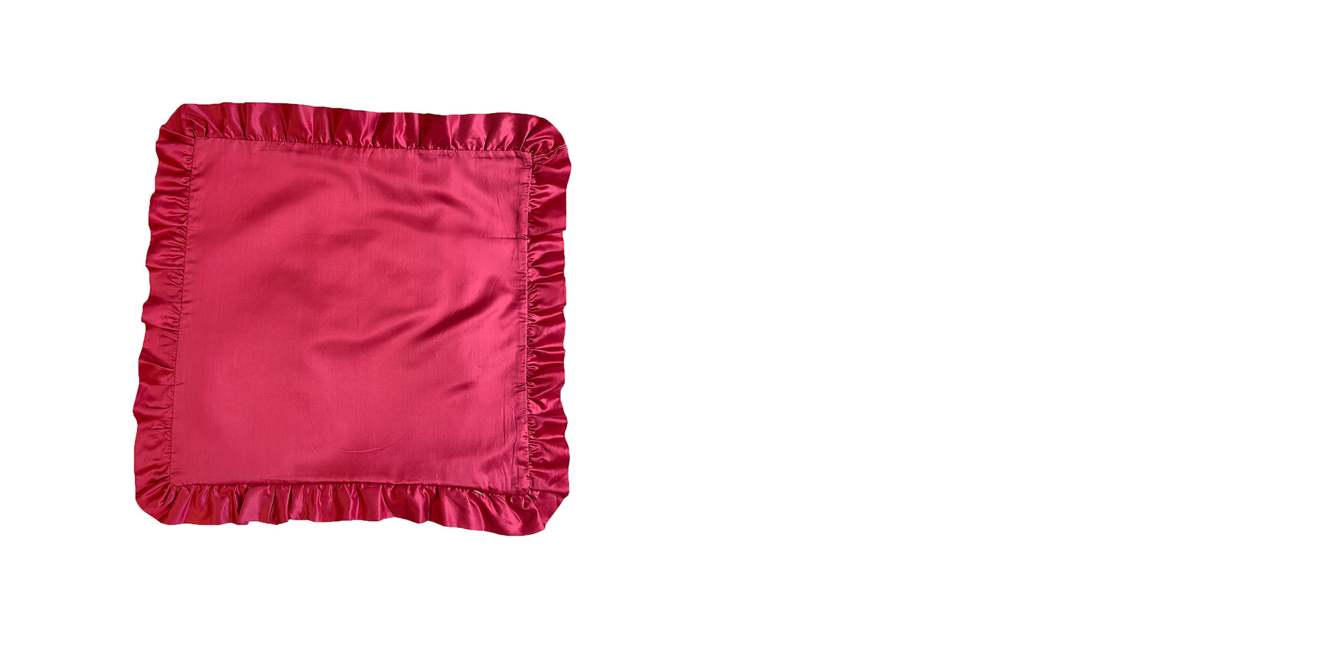 Coral Fern Silk Square Cushion Cover with Pink Frill - Clearance