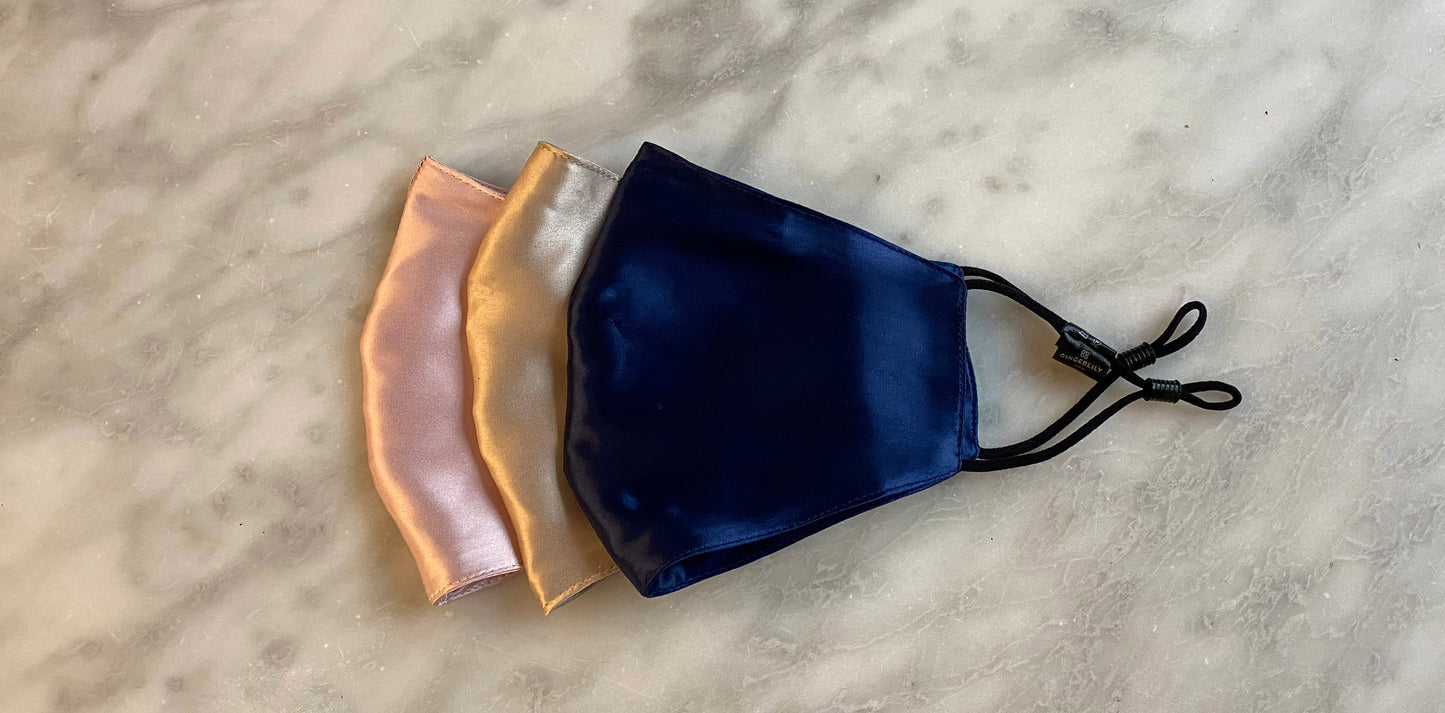 Luxury silk face mask in pink