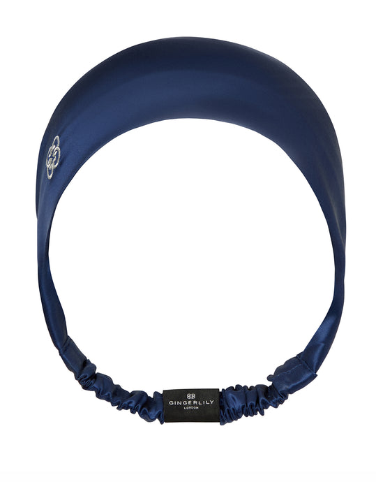 Navy blue silk headband