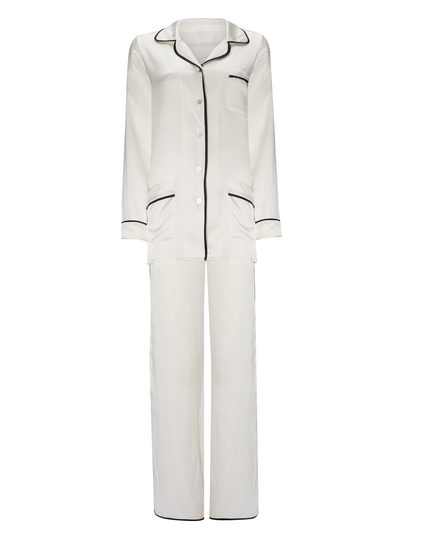 Women's silk pyjamas in ivory