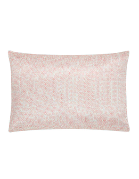 Pink Rattan Pillowcase with Silk Piping